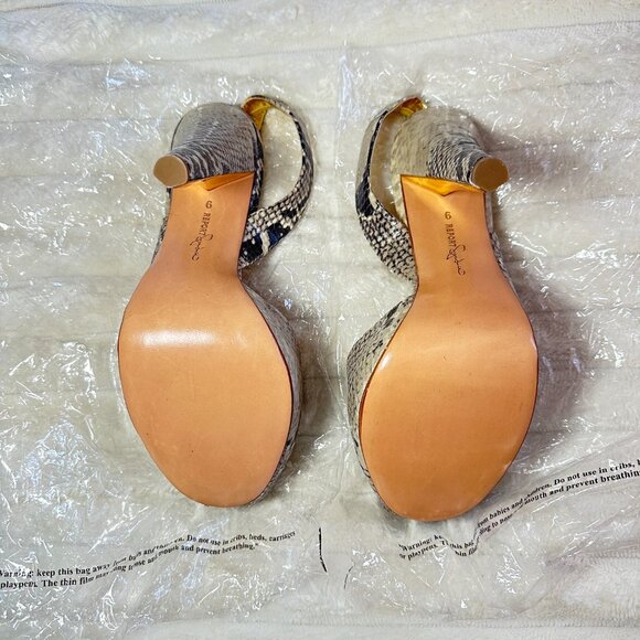 Snake Print Strap Peep Toe Heels - Picture 4 of 4